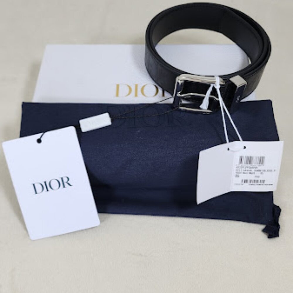 Christian Dior Oblique Galaxy Leather Belt. Size 85. Full Set. Retail $730